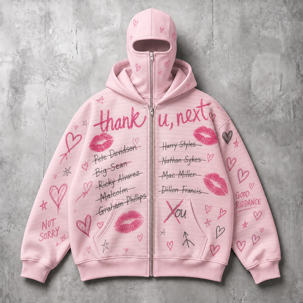 thank u, next face-zip hoodie by Thank U Archive